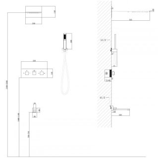 Душевая система ABBER Daheim AF8253B с термостатом чёрный матовый